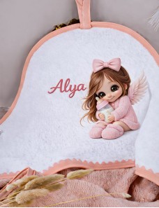 Cape de bain douce et brodée et imprimé avec amour