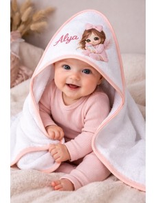 Cape de bain douce et brodée et imprimé avec amour