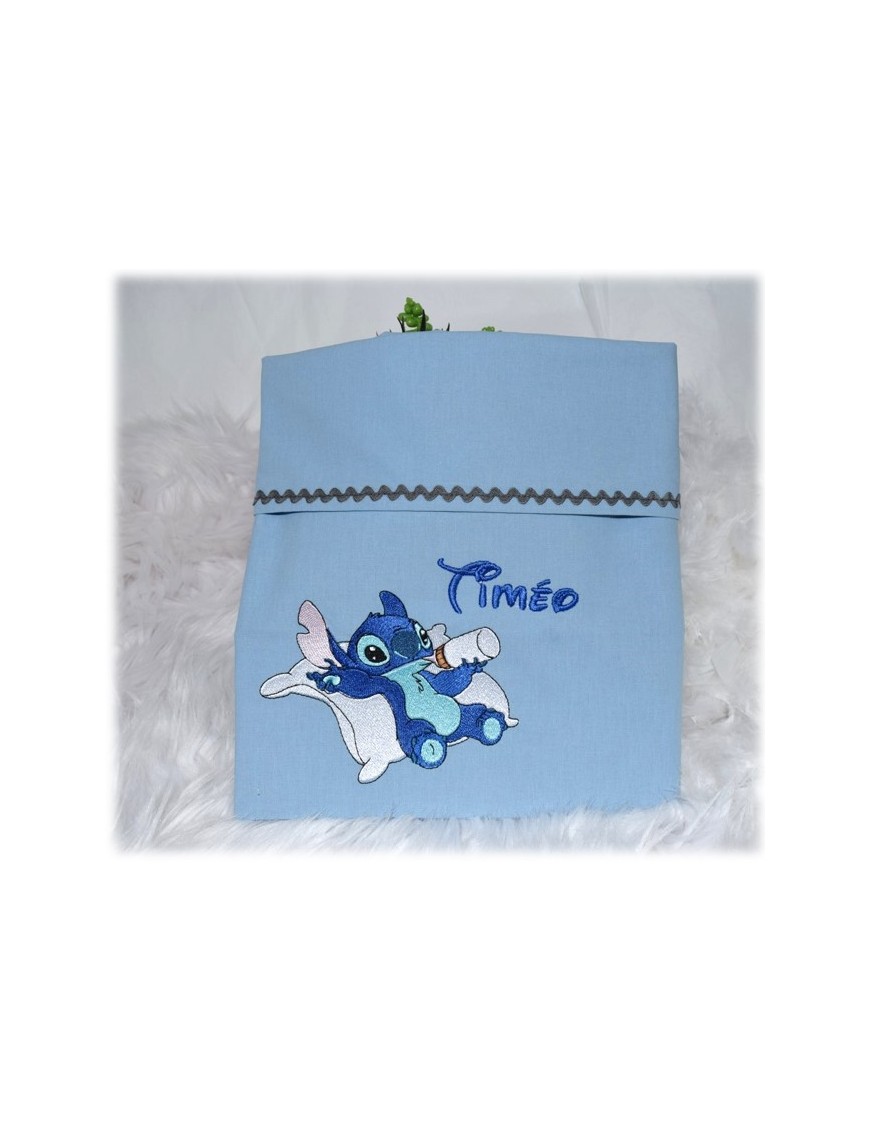 Drap de lit bébé personnalisé – 100% coton STITCH