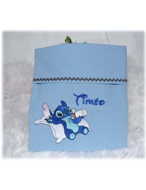 Drap de lit bébé personnalisé – 100% coton STITCH