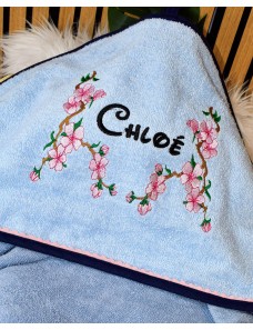 Cape de bain bébé personnalisée FLEURS