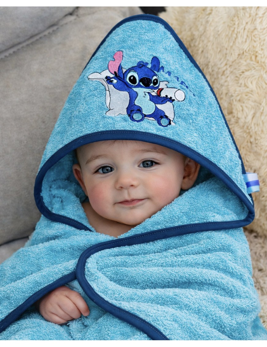 Cape de bain bébé personnalisée STITCH