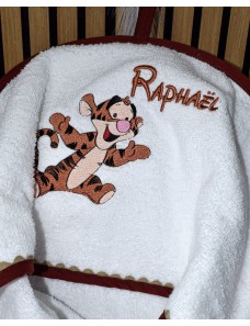 Cape de bain personnalisée bébé TIGROU – sortie de bain douce