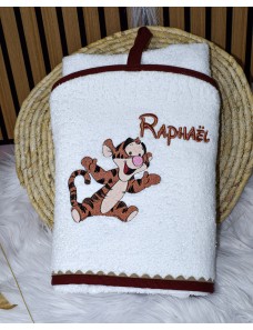 Cape de bain personnalisée bébé TIGROU – sortie de bain douce