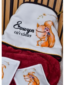 Cape de bain écureuil bébé – personnalisée avec prénom