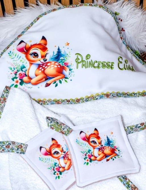 Cape de bain FAON bébé – personnalisée avec prénom