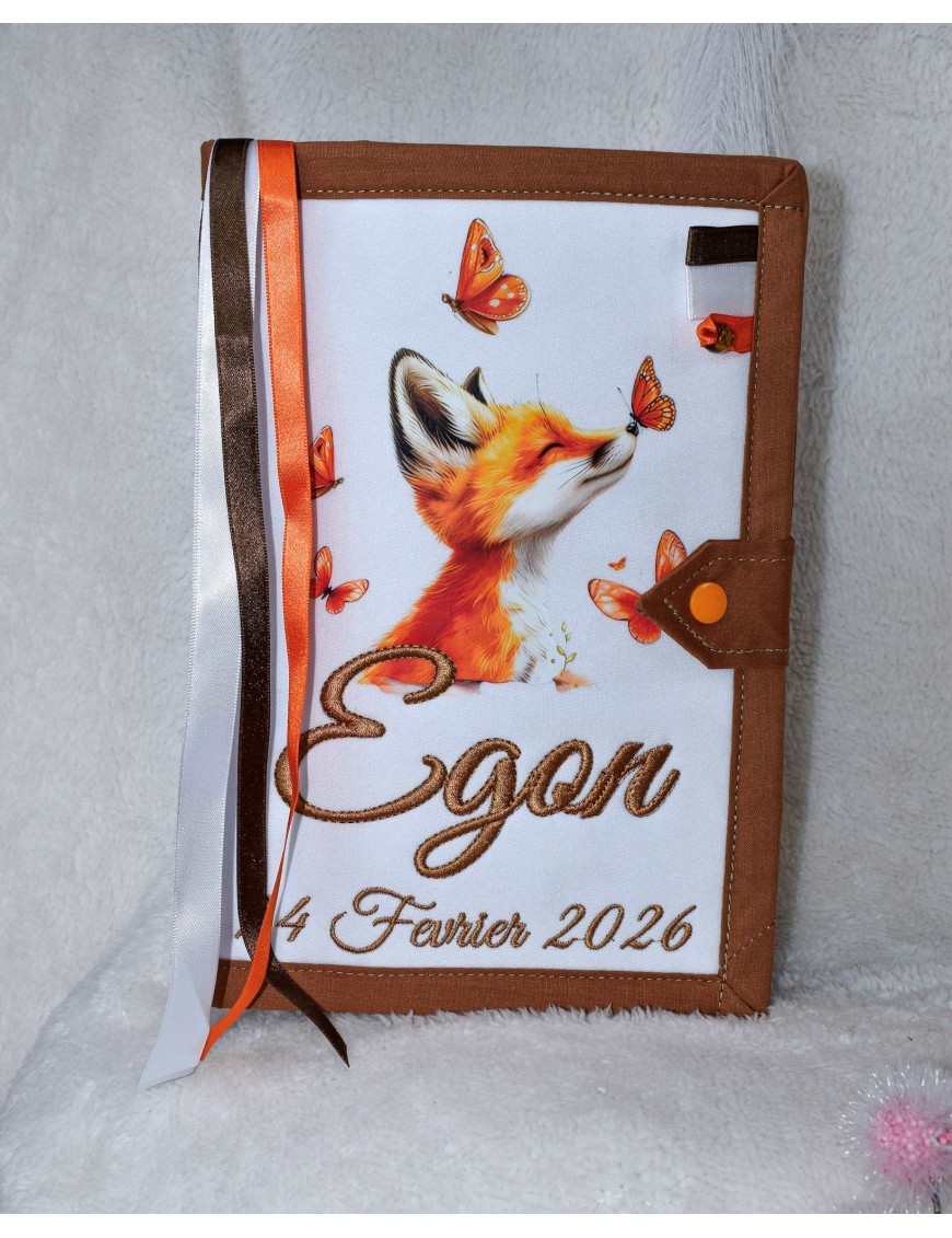 Protège carnet de santé personnalisé et brodé au prénom, idée cadeau naissance