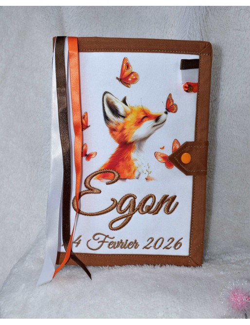 Protège carnet de santé personnalisé et brodé au prénom, idée cadeau naissance