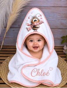 Cape de bain ABEILLE bébé personnalisée prénom brodé – Cadeau naissance