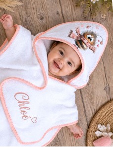 Cape de bain ABEILLE bébé personnalisée prénom brodé – Cadeau naissance