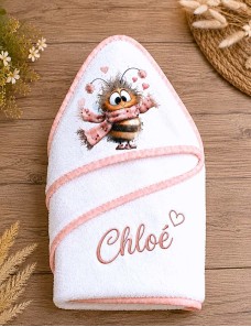 Cape de bain ABEILLE bébé personnalisée prénom brodé – Cadeau naissance
