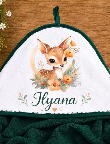 Cape de bain personnalisée FAON FLEURS– Idée cadeau unique