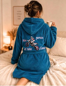 Peignoir Adulte Personnalisé – Motif Moto