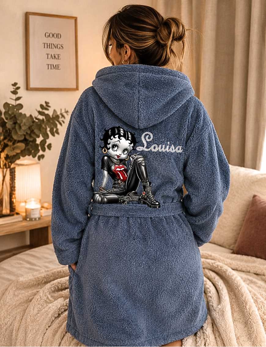 Peignoir Adulte Personnalisé Betty Boop – Prénom Brodé Offert