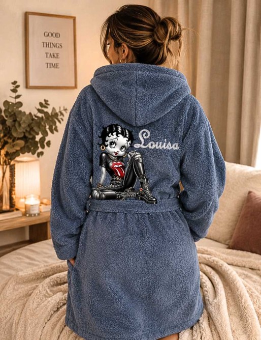 Peignoir Adulte Personnalisé Betty Boop – Prénom Brodé Offert