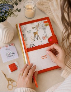 Protège carnet de santé à broder au point de croix BICHE
