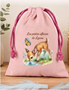 Sac personnalisé enfant  FAON– Sac à dos / Pochon / Tote bag – Prénom personnalisé – Cadeau naissance / crèche / maternelle
