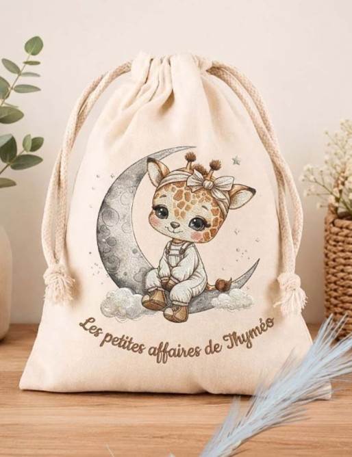 Sac personnalisé enfant  FAON– Sac à dos / Pochon / Tote bag – Prénom personnalisé – Cadeau naissance / crèche / maternelle