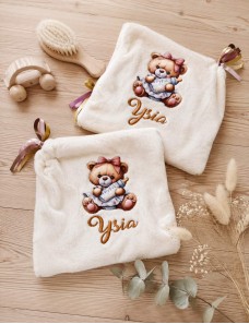 Doudou plat personnalisé prénom bébé – cadeau de naissance