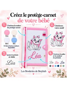 Protège carnet de santé personnalisé BRODÉ COLLECTION ARISTOCHATS - CADEAU BÉBÉ