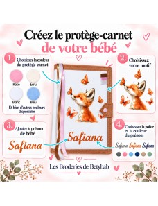 Protège Carnet de Santé Personnalisé IMPRIMÉ & BRODÉ - COLLECTION RENARD