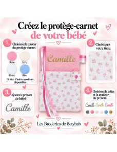 Protège carnet de santé personnalisé – double gaze PETITES FLEURS