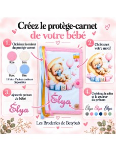 Protège carnet de santé personnalisé IMPRIMÉ ET BRODÉ – COLLECTION TEDDY