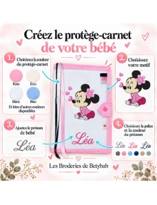 Protège carnet de santé bébé personnalisé BRODÉ– COLLECTION MINNIE