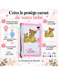 Protège carnet de santé personnalisé BRODÉ - COMMECTION BAMBI