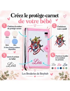 Protège carnet de santé personnalisé IMPRIMÉ & BRODÉ - COLLECTION MARVEL