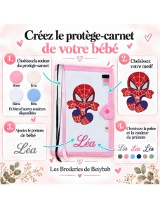 Protège carnet de santé personnalisé - BRODÉ COLLECTION SPIDERMAN BABY