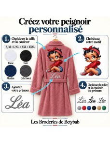 Peignoir Adulte Personnalisé Betty Boop – Prénom Brodé Offert