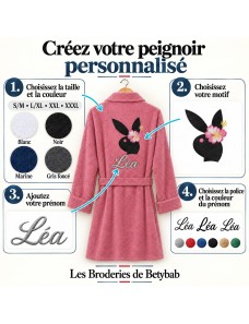 Peignoir adulte personnalisé Playboy – Prénom brodé
