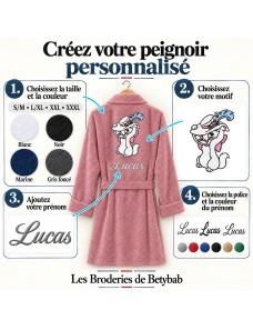 Peignoir adulte personnalisé Aristochats – Prénom brodé