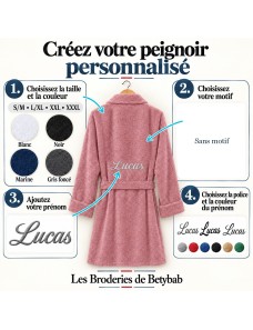 Peignoir adulte personnalisé – Prénom brodé sans motif