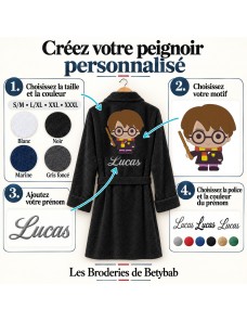 Peignoir adulte personnalisé Harry Potter – Prénom brodé