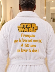 Peignoir adulte personnalisé Star Wars – Prénom brodé