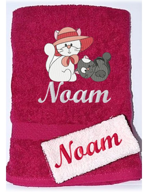 Serviette de douche ou de toilette CHATONS CHAPEAU