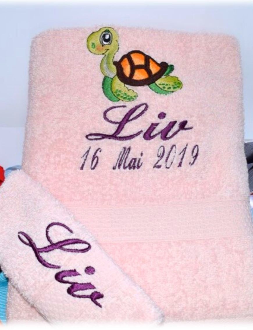 Serviette de douche ou de toilette personnalisée COLLECTION TORTUE
