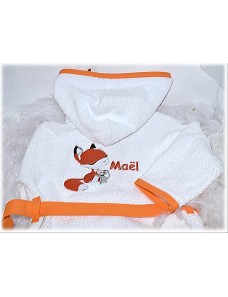 Peignoir bébé et enfant  personnalisé avec capuche et motif de votre choix.