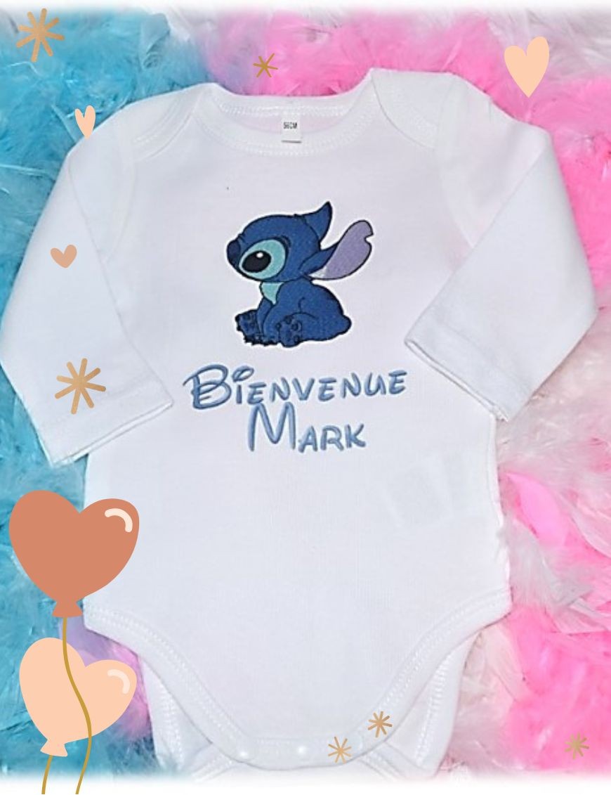 Body bébé personnalisé avec prénom STITCH