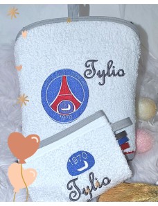 sortie de bain bébé en éponge douce personnalisée PSG