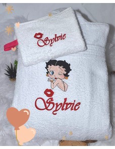 Peignoir adulte personnalisé Betty Boop – brodé