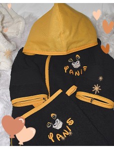 Peignoir bébé et enfant  personnalisé avec capuche et motif de votre choix.