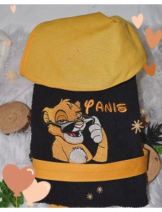 Peignoir bébé et enfant  personnalisé avec capuche et motif de votre choix.