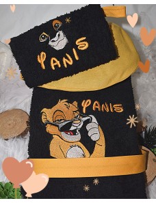 Peignoir bébé et enfant  personnalisé avec capuche et motif de votre choix.