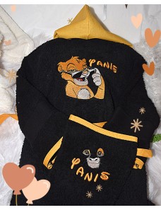 Peignoir bébé et enfant  personnalisé avec capuche et motif de votre choix.