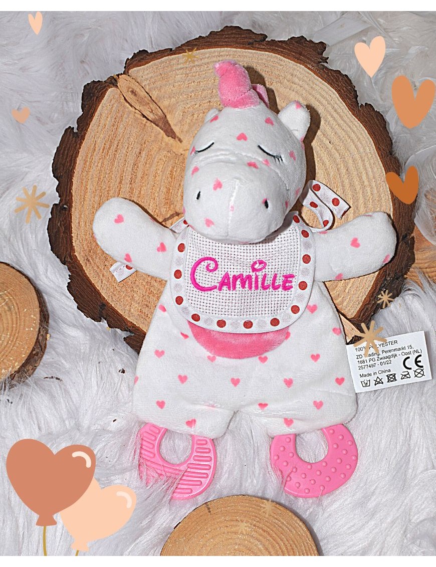 Peluche avec anneaux dentaire personnalisée LICORNE