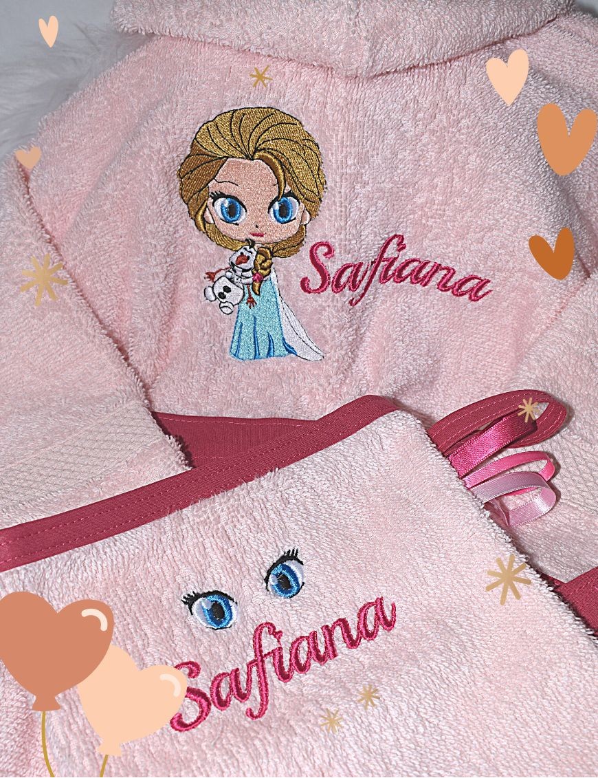 Peignoir de bain enfant personnalisé ELSA ET HANNA