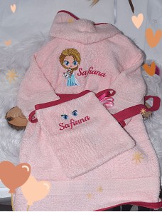 Peignoir de bain enfant personnalisé ELSA ET HANNA